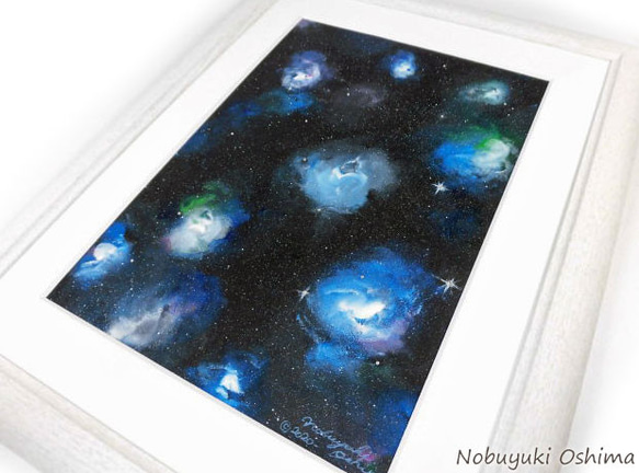 アクリル絵画「Space Paint（2020-03）」原画 額装品【手描き／宇宙・銀河・星雲・星・アート・インテリア】 3枚目の画像