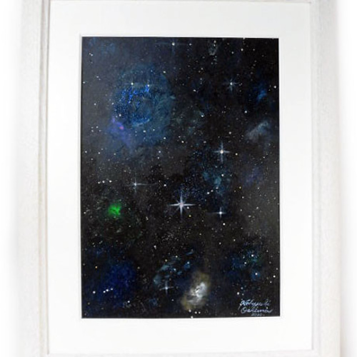 アクリル絵画「Space Paint（2020-02）」原画 額装品【手描き／宇宙
