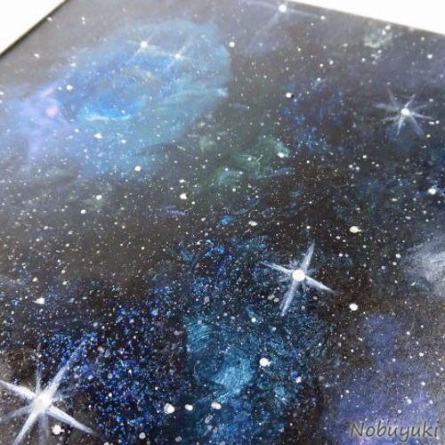 アクリル絵画「Space Paint（2020-02）」原画 額装品【手描き／宇宙