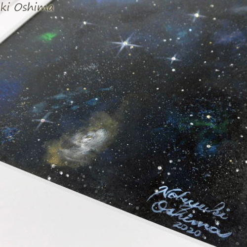 アクリル絵画「Space Paint（2020-02）」原画 額装品【手描き／宇宙