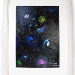 アクリル絵画「Space Paint（2020-01）」原画 額装品【手描き／宇宙・銀河・星雲・星・アート・インテリア】 1枚目の画像