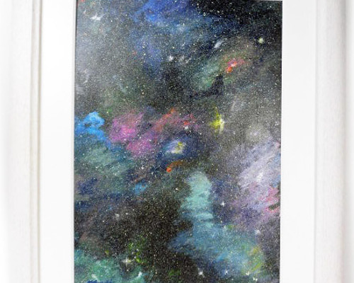 アクリル絵画「Space Paint（2018-01）」原画 額装品【手描き