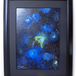 アクリル絵画「Space Paint（2018-02）」原画 額装品【手描き／宇宙・銀河・星雲・星・アート・インテリア】 1枚目の画像