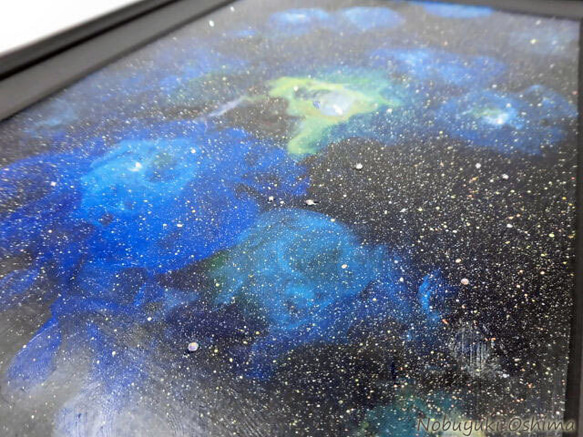 アクリル絵画「Space Paint（2018-02）」原画 額装品【手描き／宇宙・銀河・星雲・星・アート・インテリア】 3枚目の画像