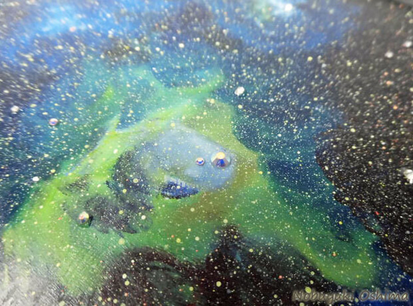 アクリル絵画「Space Paint（2018-02）」原画 額装品【手描き／宇宙・銀河・星雲・星・アート・インテリア】 4枚目の画像