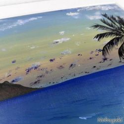 アクリル絵画「Waikiki Beach（2018）」原画額装品／海・ワイキキビーチ・ハワイ・ダイアモンドヘッド・アート 4枚目の画像