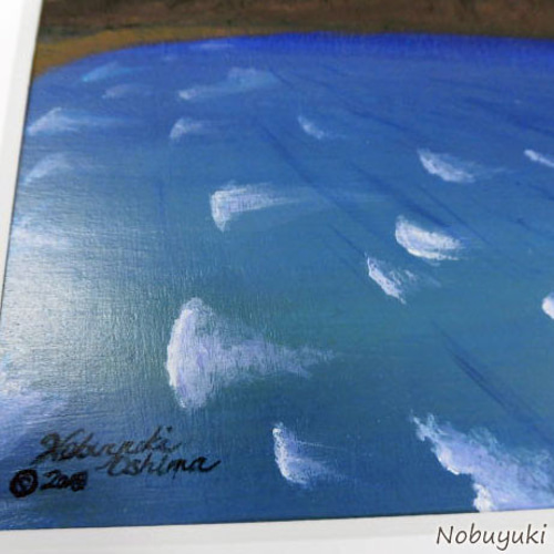 アクリル絵画「Waikiki Beach（2018）」原画額装品／海・ワイキキ