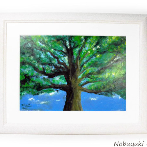 アクリル絵画「the TREE」原画 額装品【手描き／木・樹木・自然・美術