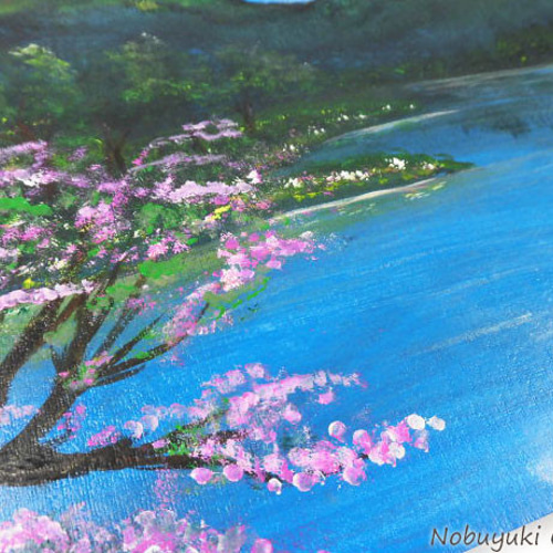 春のぬくもりを感じる風景画。アクリル画 原画 F6サイズ