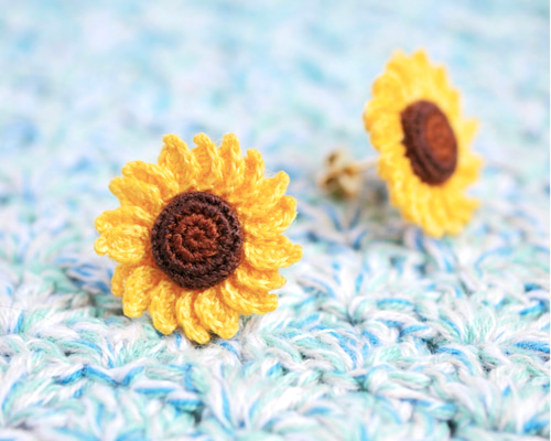 no.148 淡色ひまわりビジューピアス　イヤリング　和風　ハンドメイド　着物 0_29e395f3c96b22d3c8ec6747857a