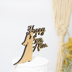 木製　ウェディング ケーキトッパー 　Happy Ever After ケーキトッパー　結婚式　ブライダル　ウエディング 2枚目の画像