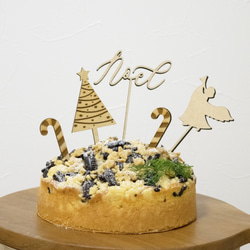 クリスマス　木製　ケーキトッパー　【天使のクリスマスセット】 2枚目の画像