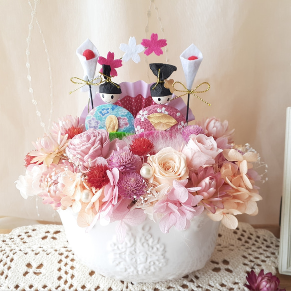 春色ひな祭りアレンジ【クリアbox入り】プリザーブドフラワー