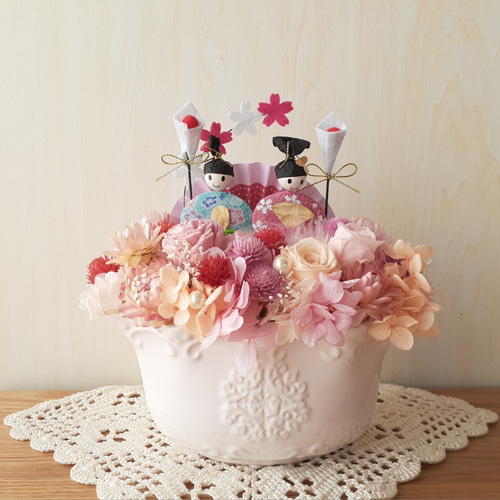 春色ひな祭りアレンジ【クリアbox入り】プリザーブドフラワー