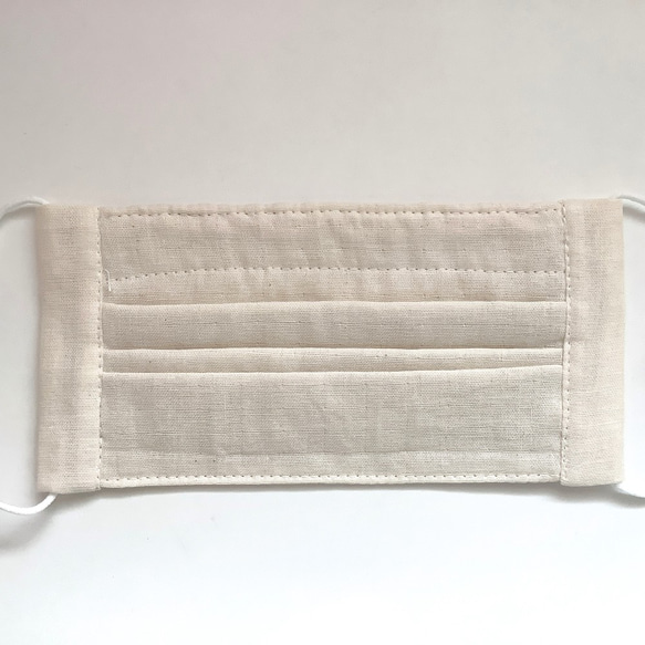 綿麻素材　布マスク❤︎プリーツマスク❤︎ハンドメイド布マスク　❤︎おしゃれマスク❤︎ナチュラル 4枚目の画像