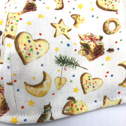 【再販】クリスマスクッキーと猫　大人マスク　トリプルガーゼ　 4枚目の画像