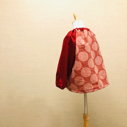 こどもスモック　長袖　水玉　赤×薄ピンク　110㎝　 3枚目の画像