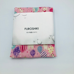 【再販】FUROSHIKI風呂敷　どうぶつと風船　ピンク　4重ガーゼ　50㎝×50㎝　リバーシブル 8枚目の画像