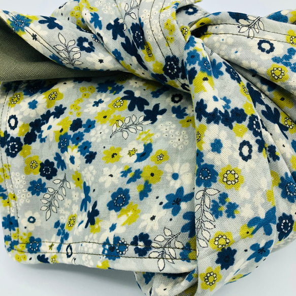 【再販】FUROSHIKI風呂敷 青緑系　50㎝×50㎝ 4重ガーゼ リバーシブル 4枚目の画像