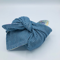 【再販】FUROSHIKI風呂敷 どうぶつと風船　水色　50㎝×50㎝ 4重ガーゼ リバーシブル 4枚目の画像