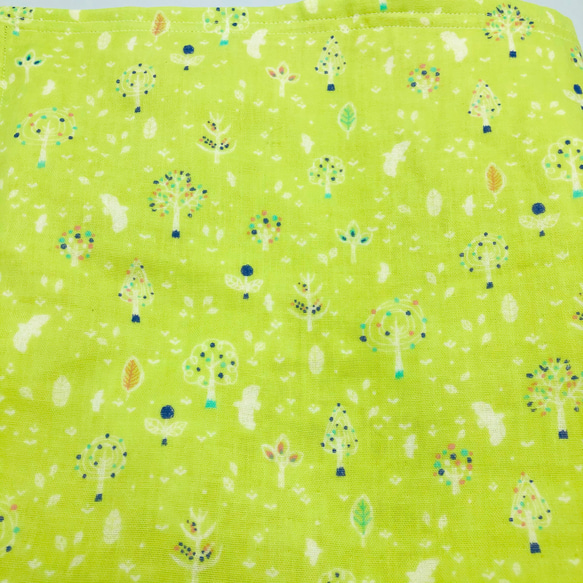 FUROSHIKI風呂敷  森の中(黄緑)×ボタニカルシルエット　50㎝×50㎝　4重ガーゼ 7枚目の画像