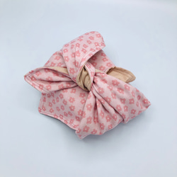 【再販】FUROSHIKI風呂敷 ピンクの花　50㎝×50㎝ 4重ガーゼ リバーシブル 1枚目の画像