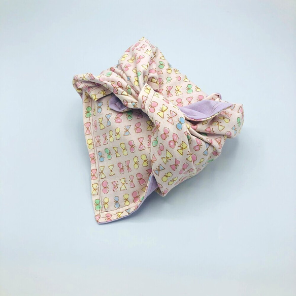 【再販】FUROSHIKI風呂敷 ちょうちょ　50㎝×50㎝ 4重ガーゼ リバーシブル 1枚目の画像