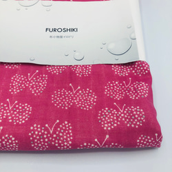 FUROSHIKI風呂敷　チェリーピンク　50㎝×50㎝　4重ガーゼ　リバーシブル 5枚目の画像