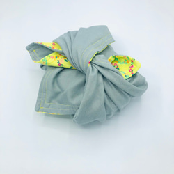 FUROSHIKI風呂敷 植物リース　黄色　50㎝×50㎝　4重ガーゼ　リバーシブル 2枚目の画像