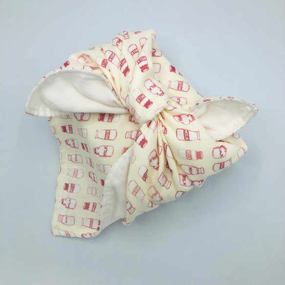 FUROSHIKI風呂敷  牛乳びん　50㎝×50㎝　6重ガーゼ 1枚目の画像