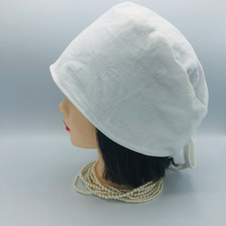 とっておきの帽子　白水玉　ジャガード織　ゴムひも付き 3枚目の画像
