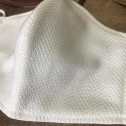 【人気色】シルクマスク　上品なヘリボーン柄　コットンツイード　シルク　保湿　美肌　国産生地 5枚目の画像
