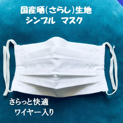 手作りマスク　国産生地　二枚組　プリーツ　ワイヤー入り　春夏秋冬　通年マスク 2枚目の画像