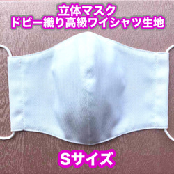 【送料無料】Sサイズ、立体マスク・ドビー織り高級ワイシャツ生地・数量限定〜内側シルク〜 1枚目の画像