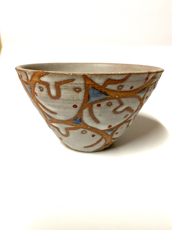 おかしなシリーズ　KAO鉢　アオ　陶器 1枚目の画像