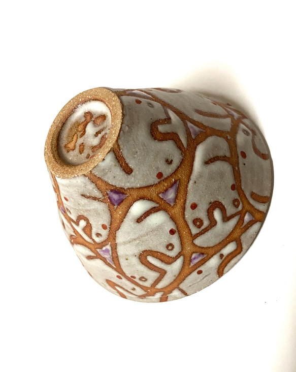 おかしなシリーズ　KAO鉢　ムラサキ　陶器 2枚目の画像