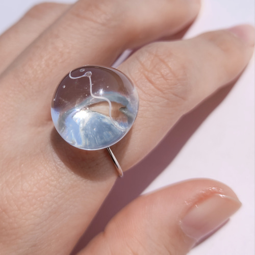 Drawing. 【glass ring】【Free size】 指輪・リング GlAnzu