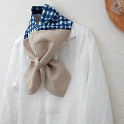 【夏の選べる福袋 3点+secret item】cool stole&2mask＊basic navy check 2枚目の画像