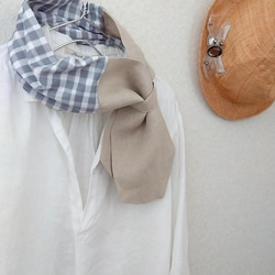 【夏の選べる福袋 3点+secret item】cool stole&2mask＊basic gray check 2枚目の画像