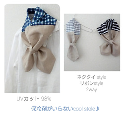 【夏の選べる福袋 3点+secret item】cool stole&2mask＊basic gray check 3枚目の画像