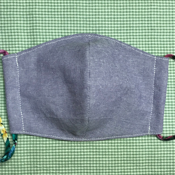 布製立体マスク☆紫×グレー水玉☆大人サイズ 1枚目の画像