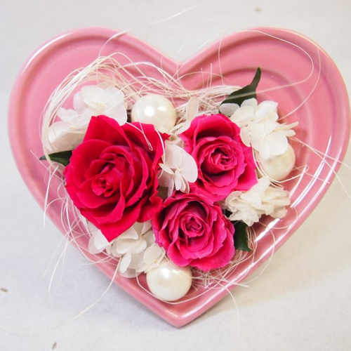 プリザーブドフラワーハートポットアレンジP その他インテリア雑貨 花