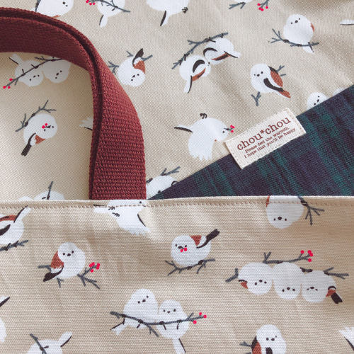 一部受注製作】入園入学グッズ3点セット シマエナガ ブラックウォッチ