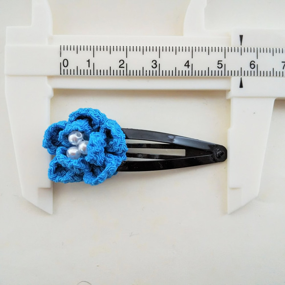 お花のパッチン留め（青）2個セット 2枚目の画像