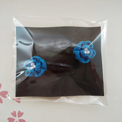 お花のパッチン留め（青）2個セット 5枚目の画像