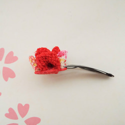 お花のパッチン留め（赤/柄）2個セット 4枚目の画像
