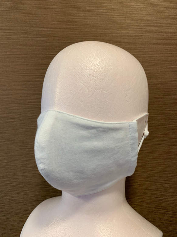 【抗菌・消臭機能が永続的に持続】立体ハンドメイドマスク 大人用 White ゆったり目 7枚目の画像