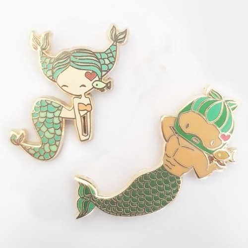 かわいい星座人魚「マーマン」ピンバッジ‐魚座 ピンバッチ