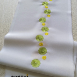 刺繍 半衿　おはじき玉　黄色×黄緑 5枚目の画像