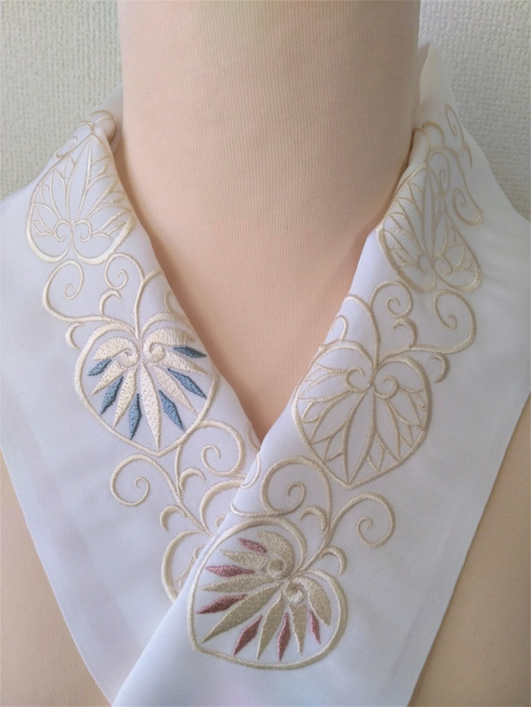 刺繍半衿 葵 吉祥 和装小物（帯・半襟） 刺繍好日（ししゅう